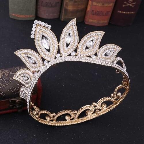 FORSEVEN Delicate Baroque Style Shining Crystal Princess Tiaras and Crowns Bride Noiva Wedding Party Hair Jewelry mujer