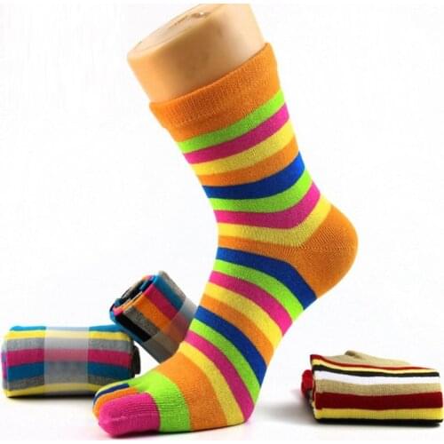 Five-fingered Socks Fashion Women Funny Stripe Tow Socks Cotton Casual Soft Finger-separated Socks Colorful Women Short Hosiery