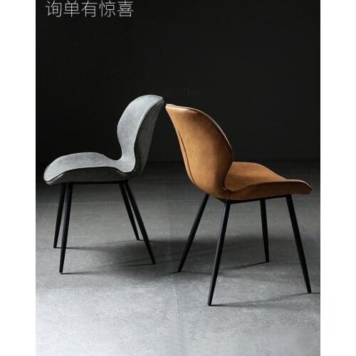 Nordic Dining Table And Chair Household Stool Backrest Dressing Chair Industrial Style Light Luxury Dining Chair Leather Chair D