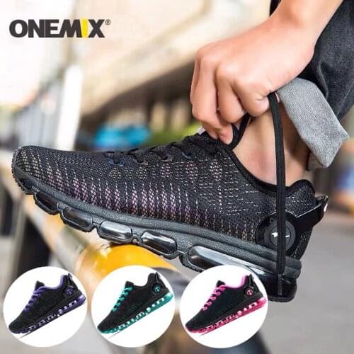 ONEMIX Running Shoes Men Light Colorful Reflective Air Cushion Comfortable Damping Sneakers Walking Outdoor Massage Sports Shoes