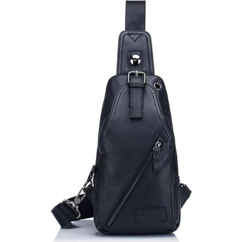 First layer cowhide mens leather shoulder messenger casual leather chest bag