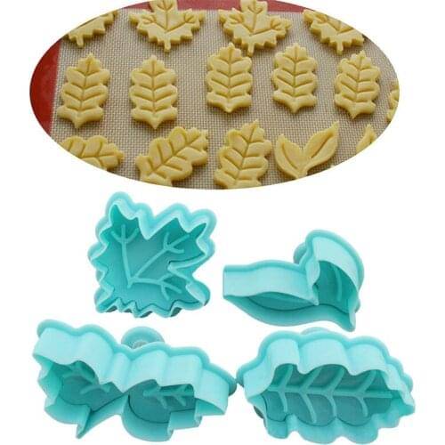 Plastic Food Grade Fondant Biscuits Mold Cookie Cutters Leaves Shape Embossing Mould Cake Decorating Tools Baking Accessories