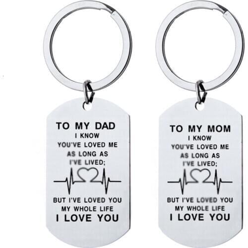 Mothers Fathers Day Gifts Keychain Necklace Stainless Steel Charm Pendant Necklacce Best Gift Keyring