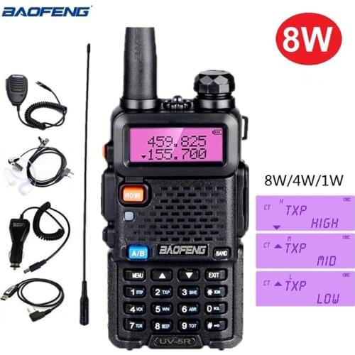 Baofeng UV 5R 8 Watts Walkie Talkie VHF UHF Ham CB Radio Station UV-5R 8W Portable Two Way Radio Transmitter FM Transceiver UV5R