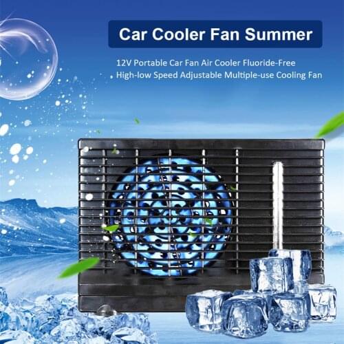 Portable Car Cooler Fan Air Conditioner Vehicle Electronic Air Cooler Cooling Fan 12V 60W Black Adjustable Water Ice Evaporative