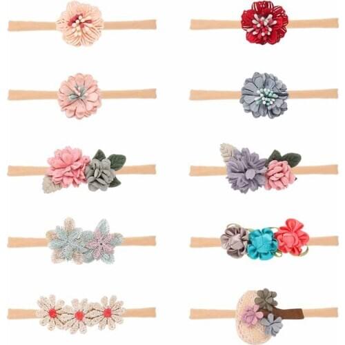 1 PCS Baby Girl Headband Hair Accessories Clothes Band Newborn Headwear Headwrap Hairband Lace Flower Pearl Toddlers Hairband
