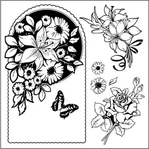 Petals Butterfly Flowers Transparent Clear Stamps For DIY Scrapbooking Card Making Silicone Stamps Fun Decoration Supplies