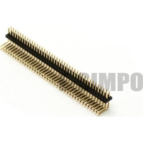 5pcs 1.27mm 2X50P RA Pin Header, 0.05" PCB Male Pin,1.27 Right Angle Pin Header,Breakaway Pin,Straight,Double Row Golden-Plate
