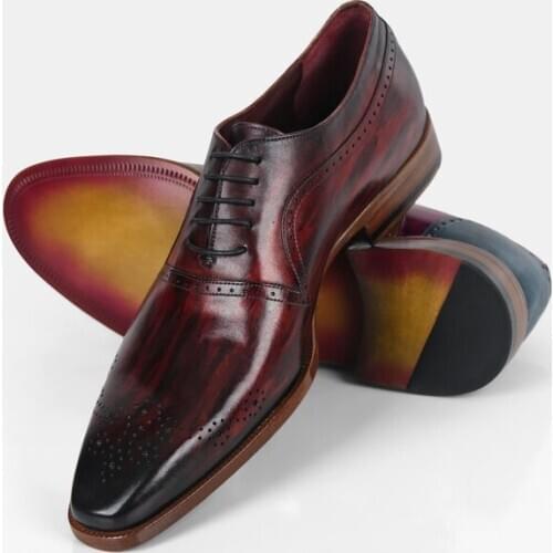 Modern Comfortable Stylish Four Season Mens Shoes Hand Painted Personalized 100% Genuine Leather