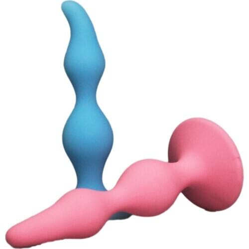 Candiway Light Blue Silicone Anal Beads Plug Clitoris G spot Stimulation Butt Plug Sex Toys For Lesbian