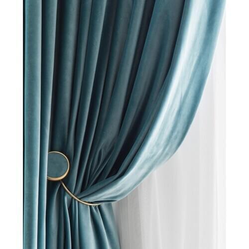 Light Color Luxury Velvet Curtains Morandi Nordic American Modern Minimalist Living Room Bedroom Bay Window Curtains