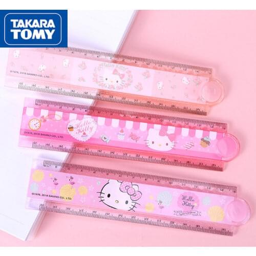 TAKARA TOMY Fashion Cute Cartoon Hello Kitty Folding Ruler Stationery Set Simple Childrens Portable School Supplies