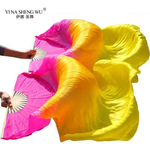 High Quality 100% Silk/Imitation Silk Belly Dance Fans Bamboo Ribs Silk Fan 1 Pair (Left+Right) Performance Props Silk Long Fans