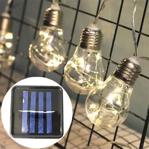 Solar String Light Outdoor Edison Vintage Plastic 10 Bulbs Hanging Waterproof String Lights for Deck Yard Tents Party Decor