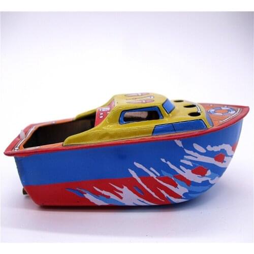 [Funny] Adult Collection Retro Wind up toy Metal Tin The steam boat Ship Mechanical toy Clockwork toy figures model kids gift