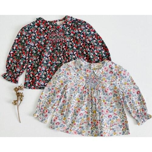 2021 new style girls floral shirt fashion autumn full sleeve cotton girls blouse 1-6 years WS933