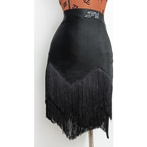 New Latin Dance Skirt Adult Irregular Fringe Black Skirt Samba Salsa Dance Costume Women Practice Skirt Latin Show Wear VDB2726