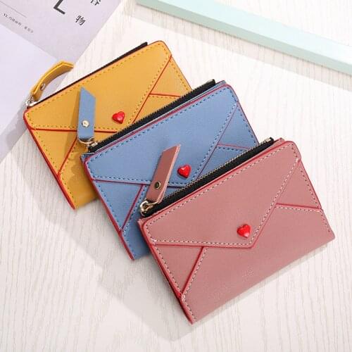 Women Short Purse Card Holder PU Zipper Money Bag Splicing Clutch Wallet Womens clutch Bag Womens branded bags
