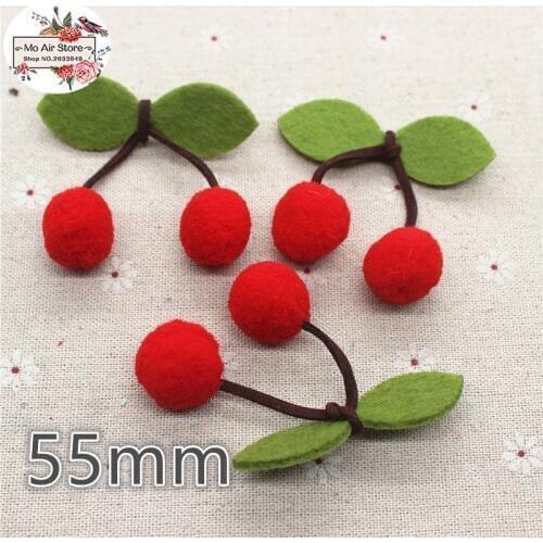 5CM patches pompon Cherry Felt Appliques for clothes Sewing Supplies craft ornament