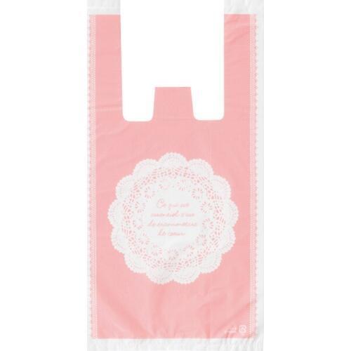 200 pink lace t shirt bag,plastic gift shopping packing bag with handle