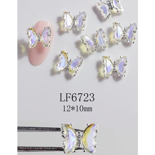 5pcs Nail Art Butterfly Jewelry 3D Aurora Phantom AB Shiny Crystal Rhinestones Nail Tips Decoration Nail Charm DIY Nail jewelry