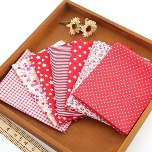 7pcs/SET 25*25cm DIY Assorted Pre-Cut Plain 100% Cotton Quilt Cloths Fabrics For Sewing