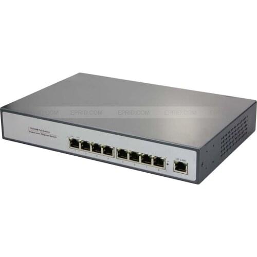 9 Ports 8 PoE Injector Power Over Ethernet Switch 1,2+/3,6- IEEE802.3at 25.5W 100M