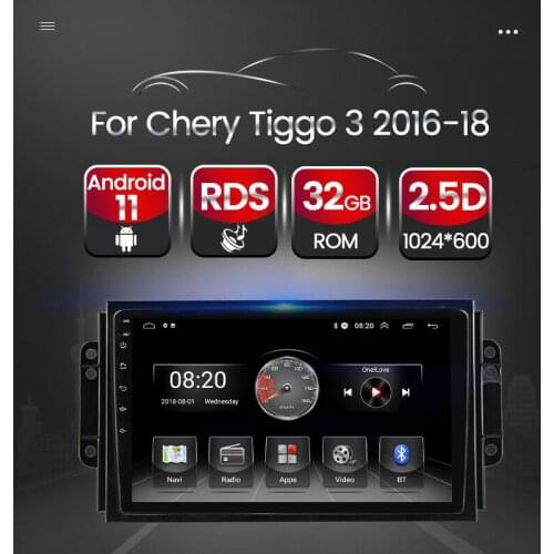 Android 11 Car Radio For Chery Tiggo 3 2016 2017 2018 WIFI 2.5D HD 1024*600 Multimedia Player GPS BT Navigation 2G+32G 4 Core FM