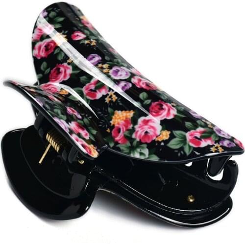 9cm Big Hair Claws Clip Flower Floral Printing Acrylic Large Her Crab Clamp For Girl Hairpins Accessories Women Haircrab 21015