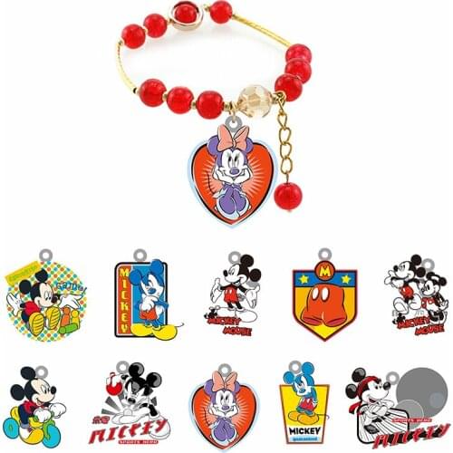 Disney Classic Animation Mickey Mouse Multi-Character Combination Bracelet Epoxy Bracelet Red Beaded Acrylic Bracelet Jewelry