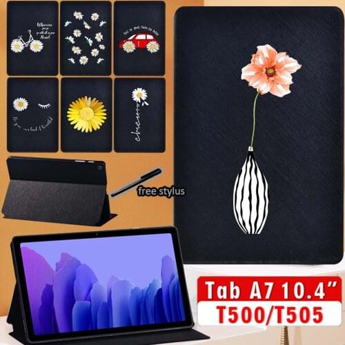 For Samsung Galaxy Tab A7 2020 PU Leather Tablet Cover for Tab A7 SM-T500 SM-T505 10.4 Inch Daisy Series Cover Case