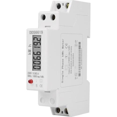 Digital Energy Consumption Meter 1p 18mm Analog Energy Meter Single Phase 2 Wires Kwh AC 230v 50 Hz Electric Rail