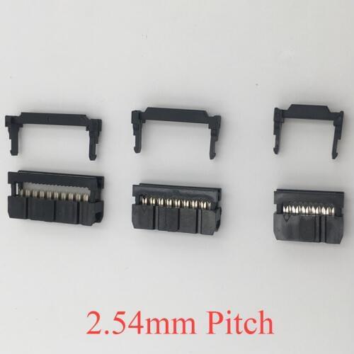 FC 6P 8P 10P 12P 14P 6 8 10 12 14 Pins 2.54mm Pitch Double Row Space ISP IDC Connector Flat Cable Female Header Horn Socket Box