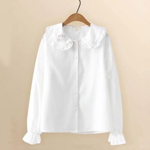 3 4 6 7 8 10 12 Yrs Spring Autumn Summer Girls Long Style T-Shirt Kids Clothes Casual White Color Girls Blouse Shool Girls Wear