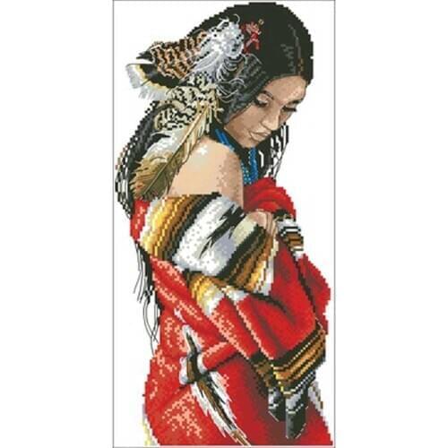 Indian beauty patterns Counted Cross Stitch 11CT 14CT DIY Chinese Cross Stitch Kits Embroidery Needlework Sets home decor