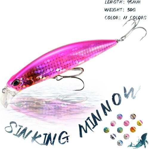 KoKossi 1PCS 95MM/30G Pencil Fishing Lures Sinking Minnow Artificial Hard Bait Japanese Design Wobbler Swimbait Fishing Tackle