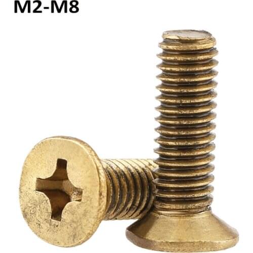M2 M2.5 M3 M4 M5 M6 M8 Phillips Brass Flat Head Machine Screws Cross Countersunk Head machine screws