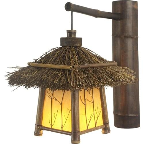 Bamboo Arts Wall Lamps Vintage Style Antique Hallway Balcony Wall Light Cafe Bar Loft Lighting Indoor Outdoor Decoration