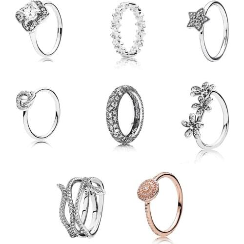 2020 Winter New Sterling Silver 925 Cosmic Stars And Crystallized Floral Fancy SWIRLING SNAKE RING Womens Jewelry best Gifts