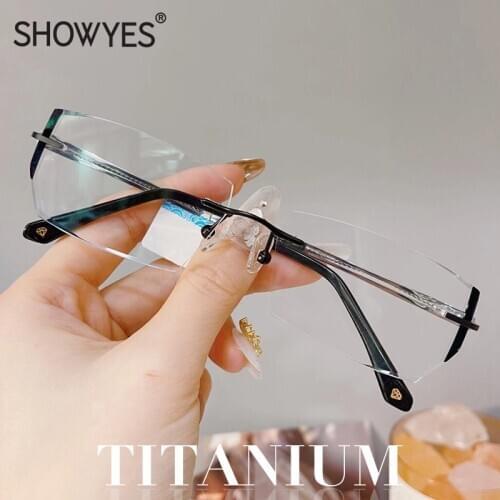 Luxury Rimless Reading Glasses Titanium Men Readers Eyeglasses Diopter Frameless Diamond Cutting Ti Presbyopic Hyperopia Eyewear