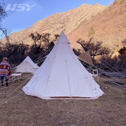 400*400*300CM Large Space Pyramid Tipi Tent For 3-4 Persons 200G TC Cotton Waterproof Windproof Camping Tent Family Tent