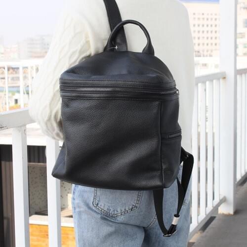 Women Soft Leather Backpack Shoulder Travel Bag 100% Genuine Leather Backpacks England Style Girls Schoolbag Sac A Dos Mochila