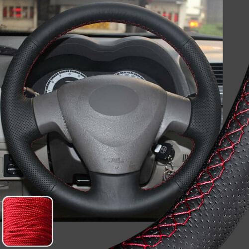Leather DIY Wrap Steering Wheel Cover For Toyota Corolla L XLE Sedan 2009-11 Super Soft Non-slip Durable Car Interior