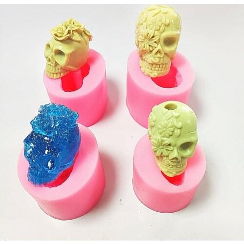 Flower Arrangement Decoration Skull Head Silicone Mold Aromatherapy Stone Decoration Homemade Handicraft Gift Cake Pastry Tool