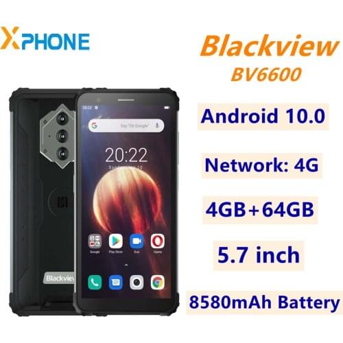 Blackview BV6600 Rugged Phone 4GB 64GB Android 10.0 5.7 inch 8580mAh Battery Network 4G Triple Back Cameras