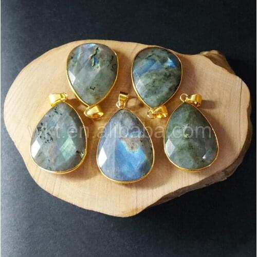 T-P799Wholesale Natural A quality labradorite teardrop shape bail pendant,fashion single bail teardrop shape labradorite pendant
