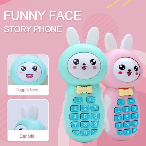 Baby Chewing Phone Early Education Cartoon Cute Funny Expression Cartoon Cute Rabbit Music Mobile Phone Story Educational Toy