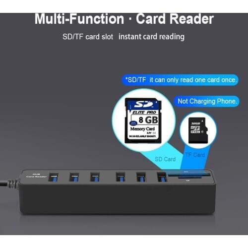 USB HUB 3.0 Multi USB Splitter 3.0 Micro USB 3 HUB 3 / 6 Ports TF SD Card Reader Hab for PC Computer Accessories