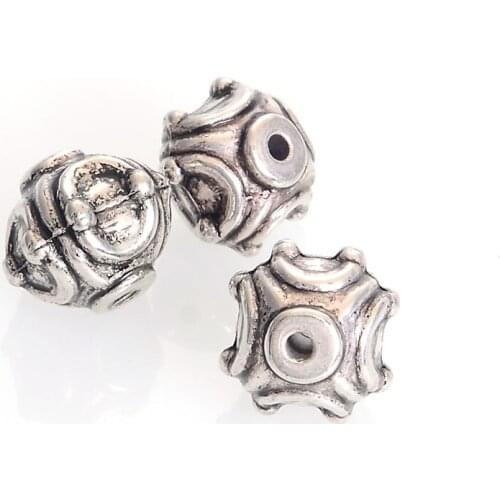 Miasol 30 Pcs 14MM Vintage Plating Acrylic Stripe Antique Design Beads For Diy Handmade Jewelry Making Findings