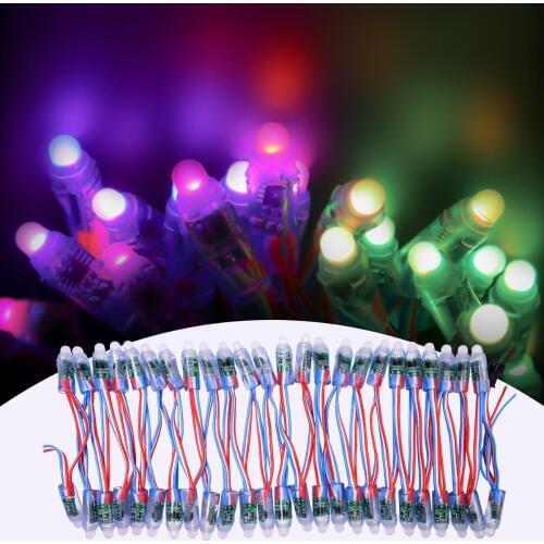 WS2811 Diffused Digital RGB LED pixel string light 12mm Individually Addressable round LED module 50pcs/string IP68 Waterproof